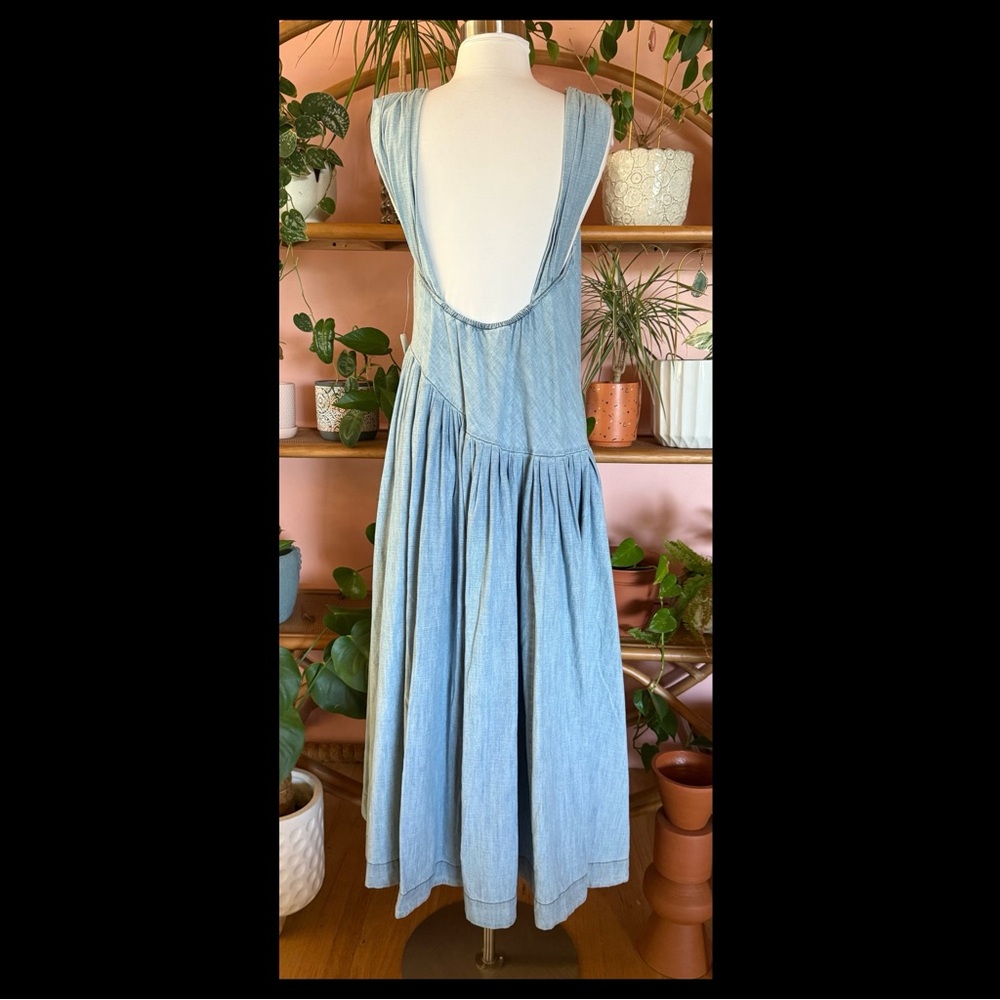 Free People Tala Denim Midi Maxi Asymmetrical Dress NWT Size XS Blue - Picture 3 of 9